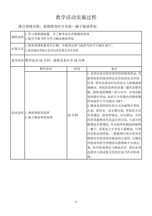 柚子精油萃取_教案