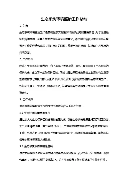 生态系统环境整治工作总结