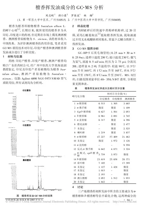 檀香挥发油成分的GC_MS分析