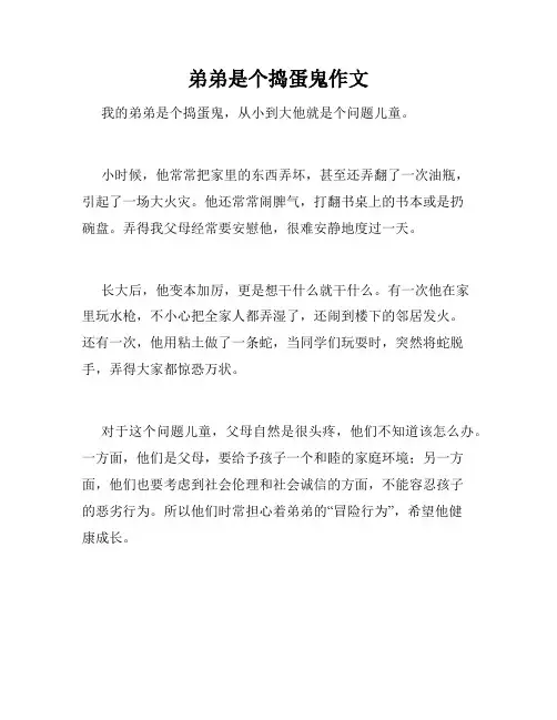 弟弟是个捣蛋鬼作文