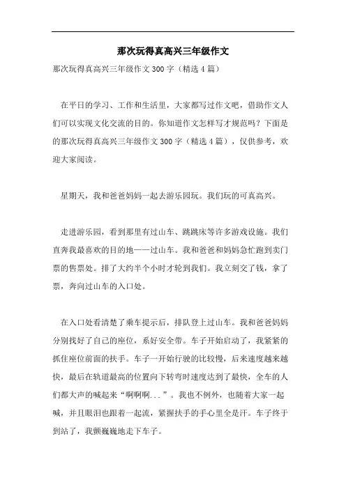 那次玩得真高兴三年级作文