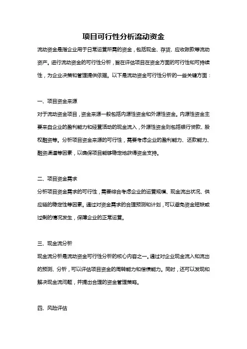 项目可行性分析流动资金