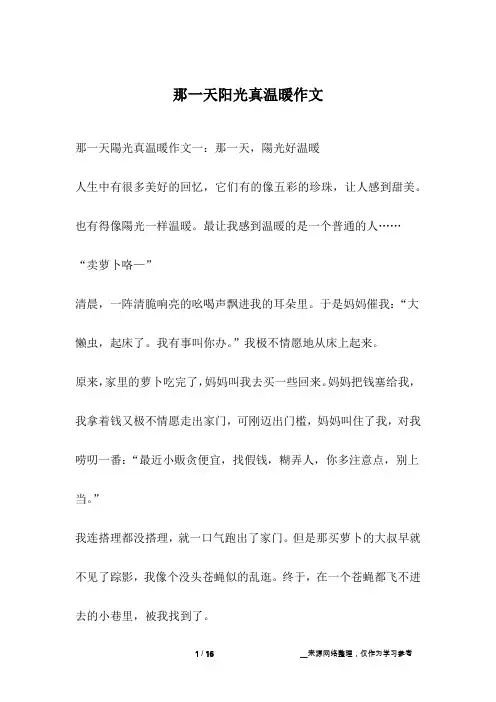 那一天阳光真温暖作文