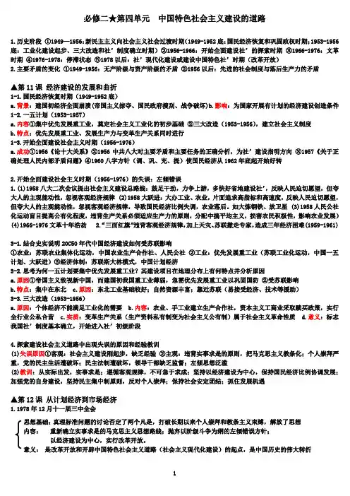 高中历史必修二第四单元小结