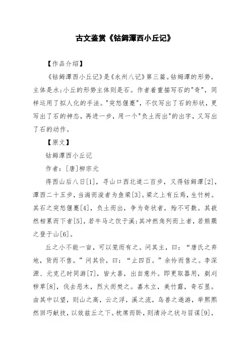 文言文古文鉴赏《钴鉧潭西小丘记》