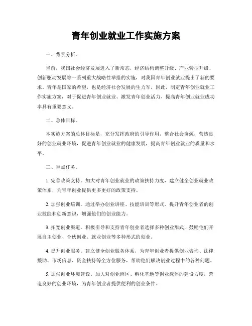 青年创业就业工作实施方案