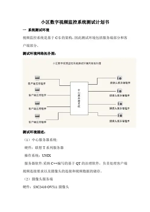 小区数字视频监控系统测试计划书