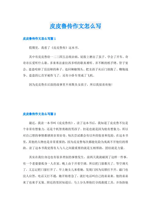皮皮鲁传作文怎么写