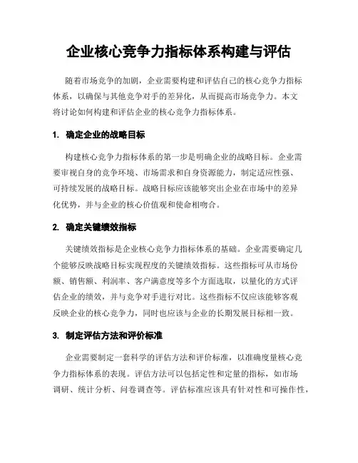 企业核心竞争力指标体系构建与评估