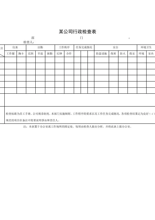 企业行政检查表