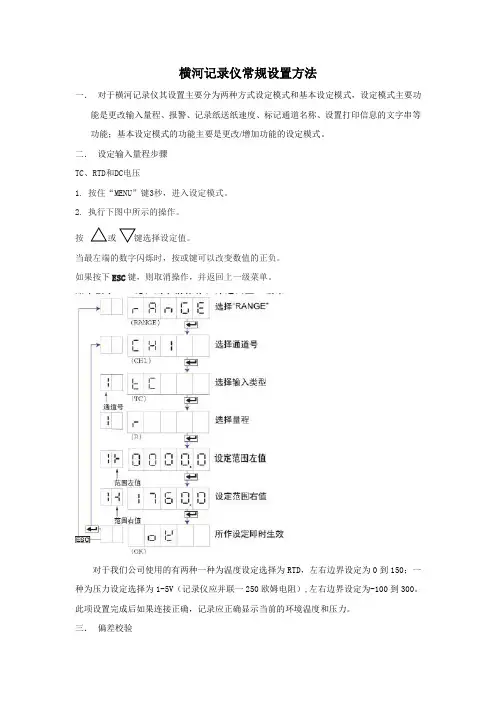 横河记录仪常规设置方法