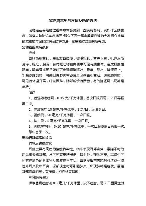 宠物猫常见的疾病及防护方法