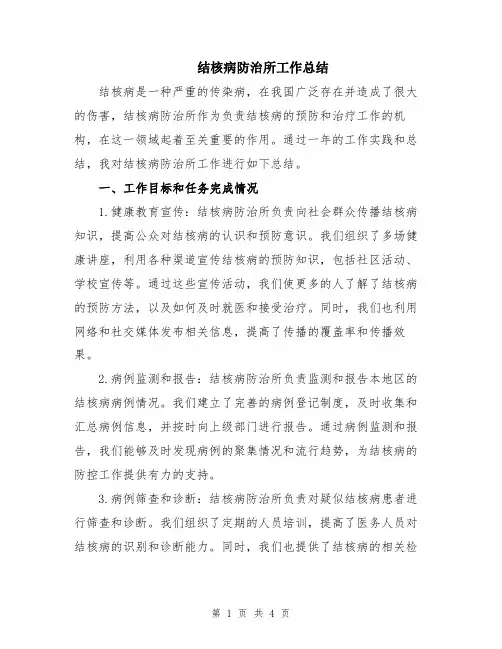 结核病防治所工作总结