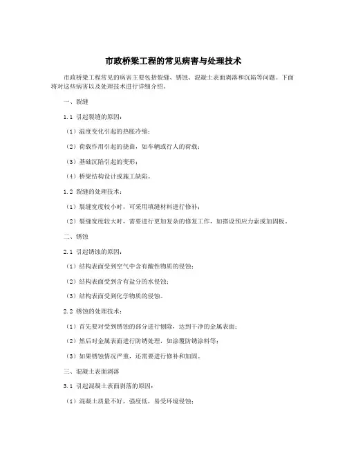 市政桥梁工程的常见病害与处理技术