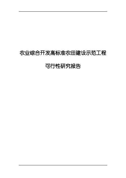 农业综合开发高标准农田建设示范工程可行性研究报告