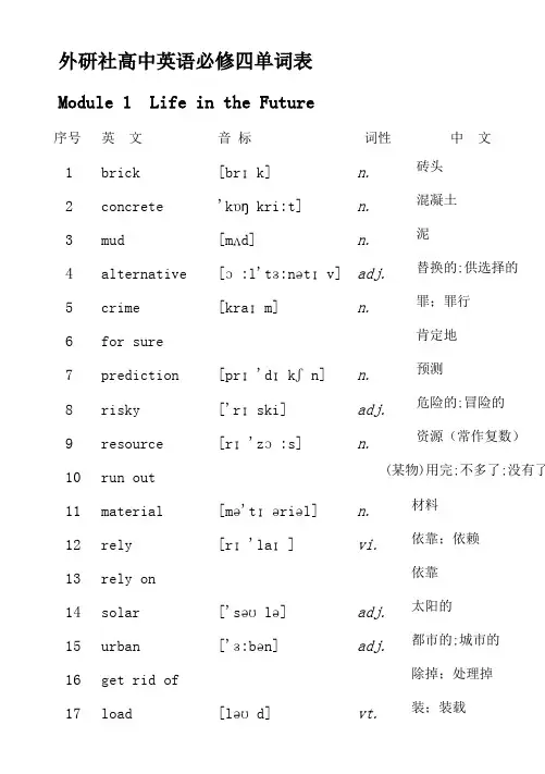 外研社高一英语必修4单词表 2