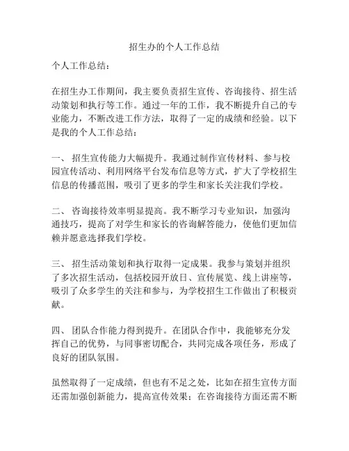 招生办的个人工作总结