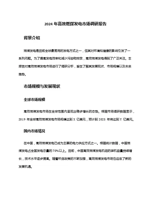 2024年高效燃煤发电市场调研报告