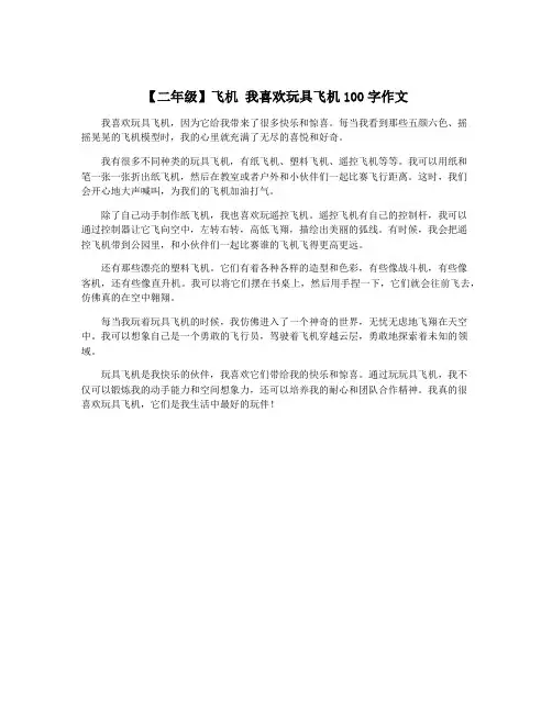 【二年级】飞机 我喜欢玩具飞机100字作文