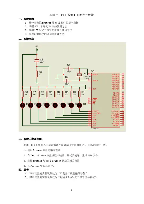 实验二P1口控制LED发光二极管