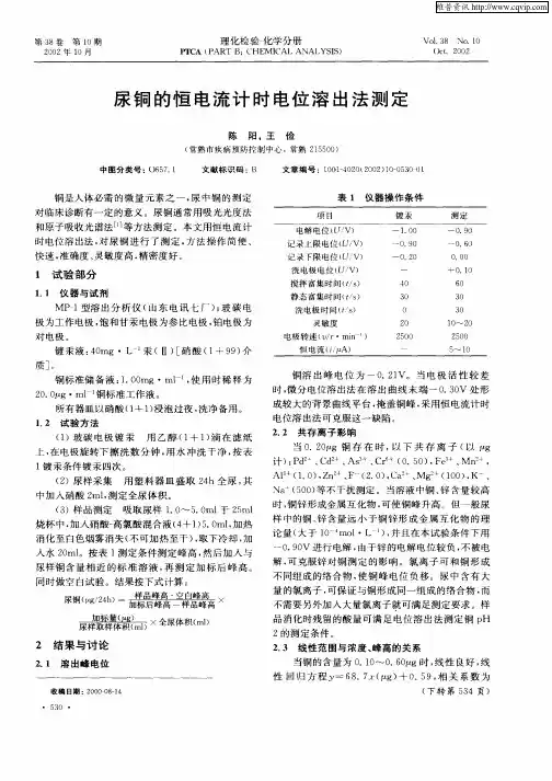 尿铜的恒电流计量电位溶出法测定