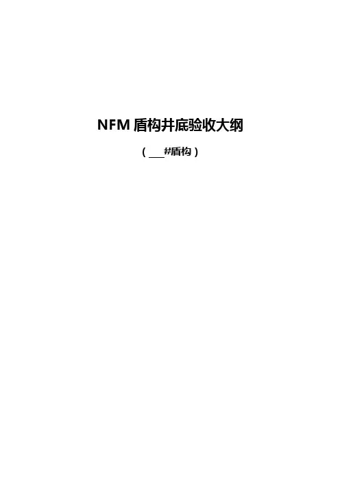 NFM盾构大修验收大纲(井底验收)
