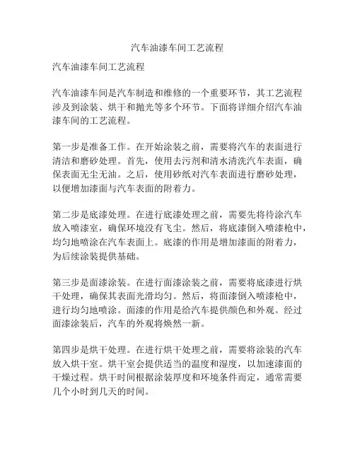 汽车油漆车间工艺流程