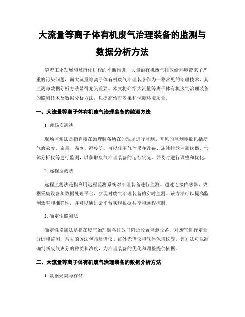大流量等离子体有机废气治理装备的监测与数据分析方法