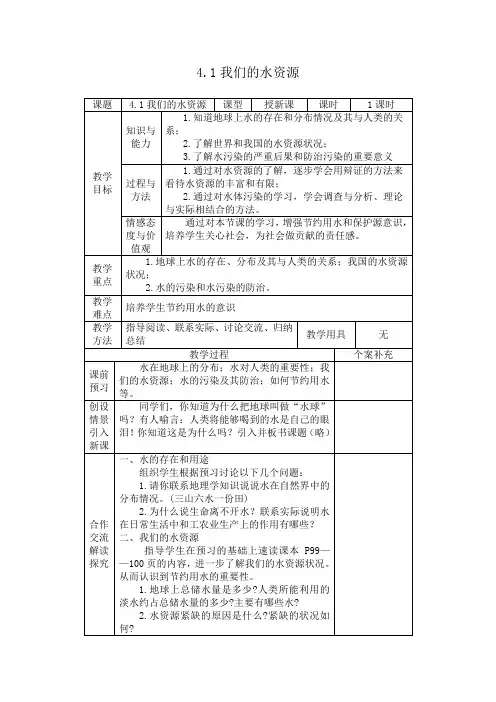我们的水资源教学案例