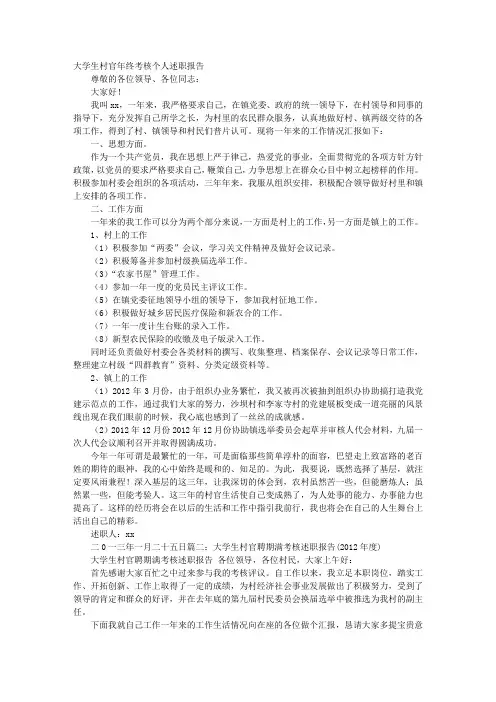 大学生村官聘期个人工作总结