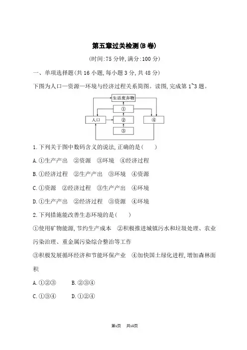 人教版高中同步训练地理必修第二册课后习题 第5章  环境与发展 第五章过关检测(B卷)