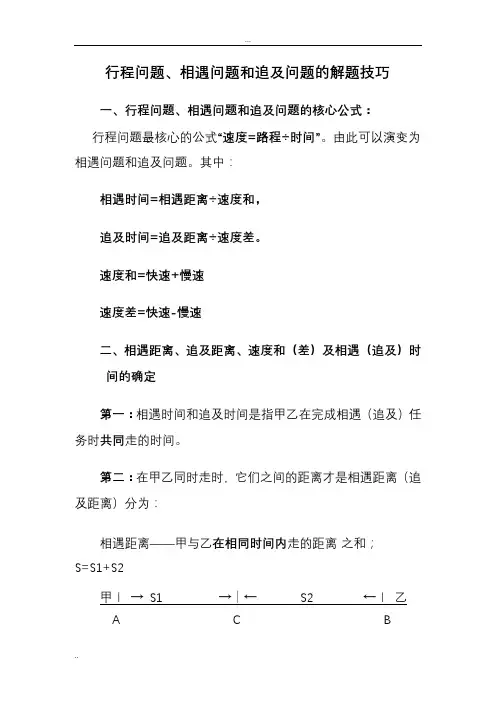 行程问题、相遇问题和追及问题的解题技巧