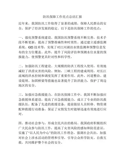 防汛保障工作亮点总结汇报