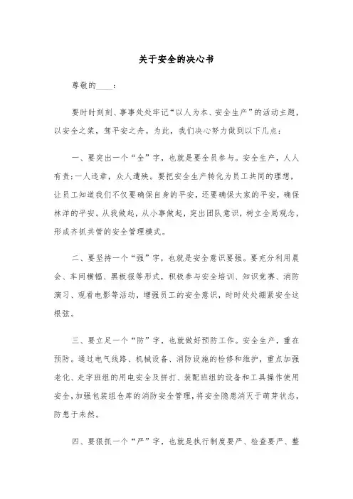 关于安全的决心书（2篇）