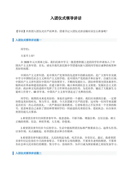 入团仪式领导讲话