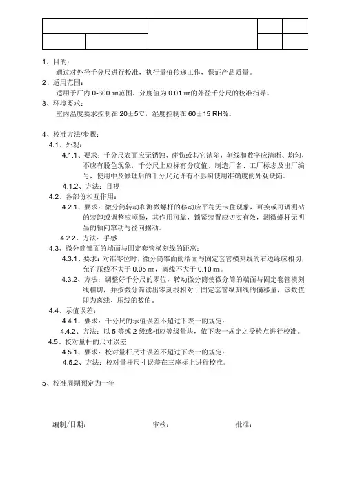 外径千分尺校准规程