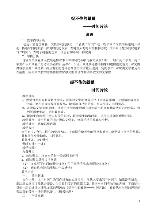 《捉不住的鼬鼠——时间片论》优质教案
