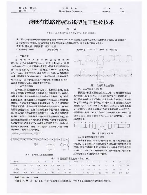 跨既有铁路连续梁线型施工监控技术