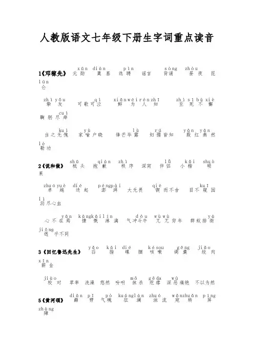 七年级语文下册期末总复习完善资料(人教版)