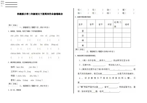 科教版小学二年级语文下册周末作业套卷组合