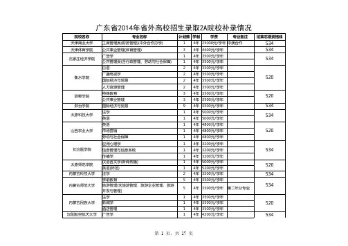广东省2014文科高校补录