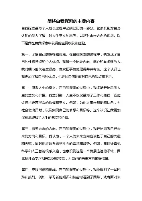 简述自我探索的主要内容