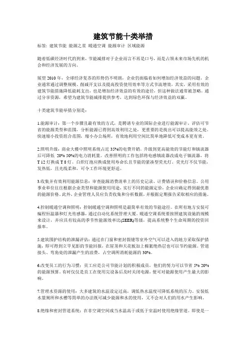 建筑节能十类举措