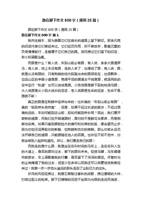 路在脚下作文800字（通用25篇）