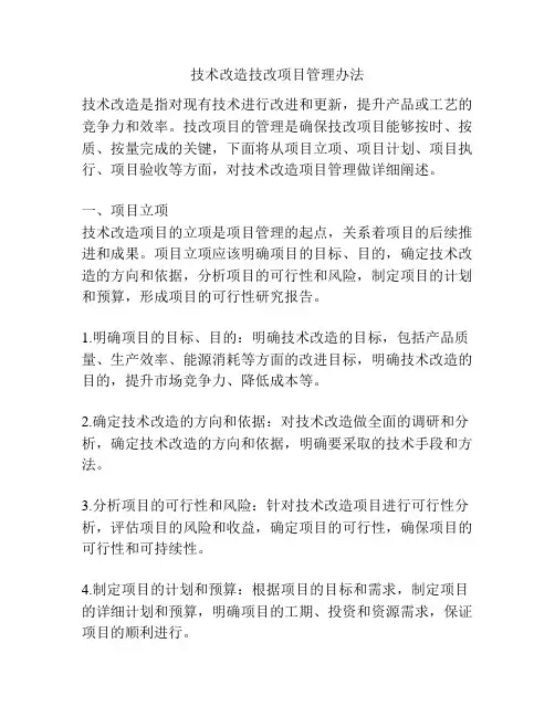 技术改造技改项目管理办法