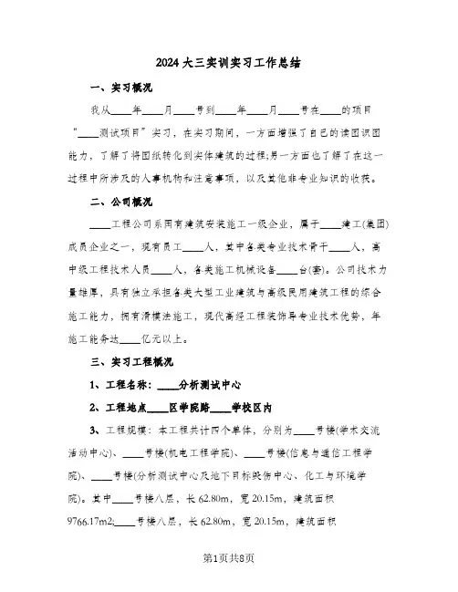 2024大三实训实习工作总结（3篇）