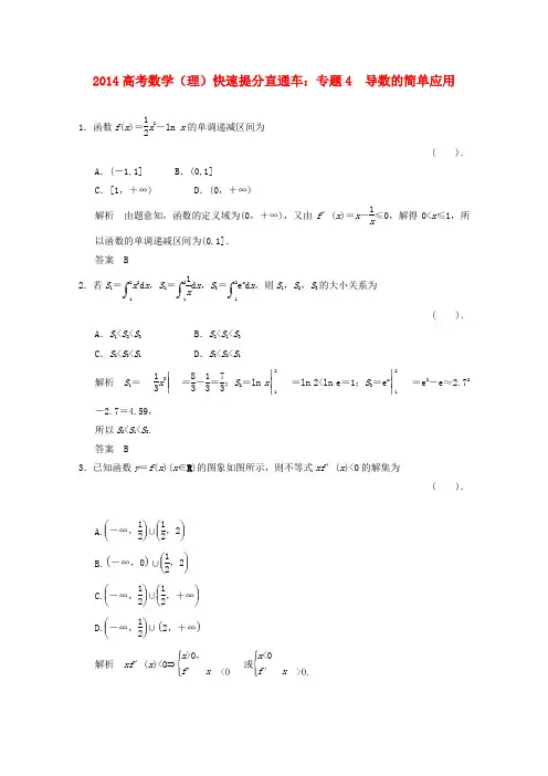 2014高考数学(理)快速提分专题4导数的简单应用