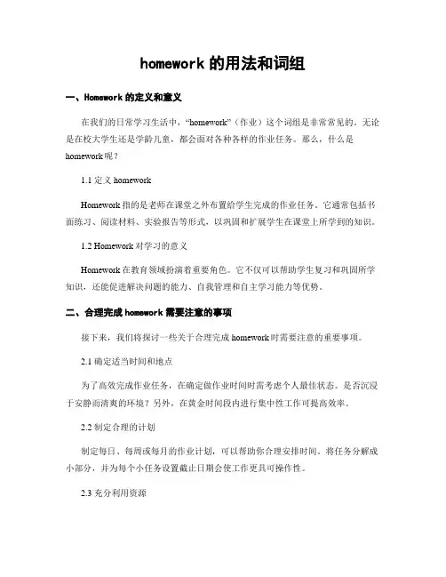 homework的用法和词组