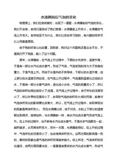 科技小论文：水沸腾前后气泡的变化