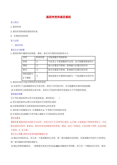 基因突变和基因重组 说课稿 教案 教学设计